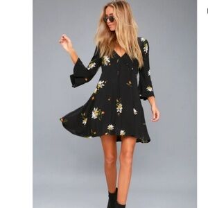 FREE PEOPLE TIME ON MY SIDE BLACK FLORAL DRESS🖤